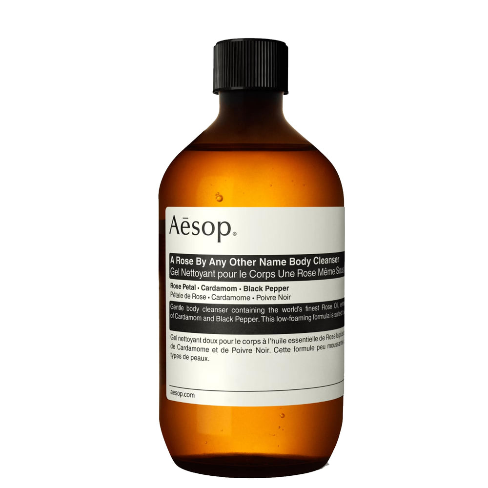 Aesop A Rose By Any Other Name Body Cleanser refill bottle shown for sustainable skincare.