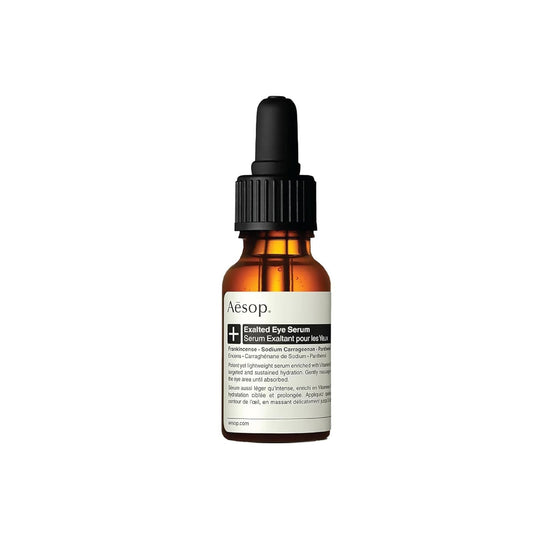 Aesop Exalted Eye Serum bottle pump for easy daily hydration near the eyes