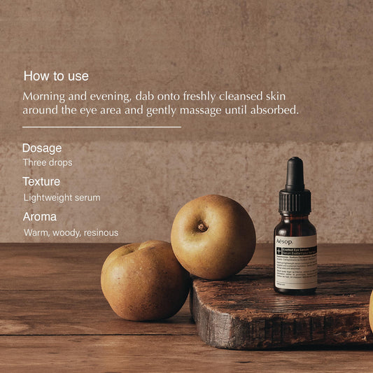 Closeup of Aesop Exalted Eye Serum texture showing lightweight finish