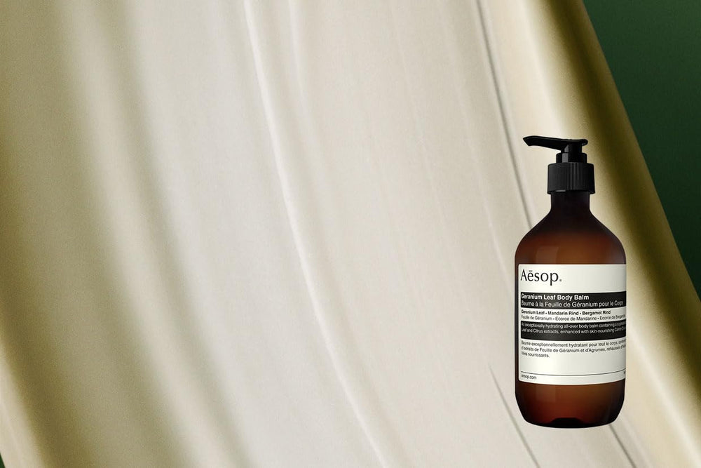 Aesop Geranium Leaf Body Balm being massaged into skin