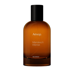 Aesop Marrakech Intense bottle front view, versatile fragrance for daily or evening wear.