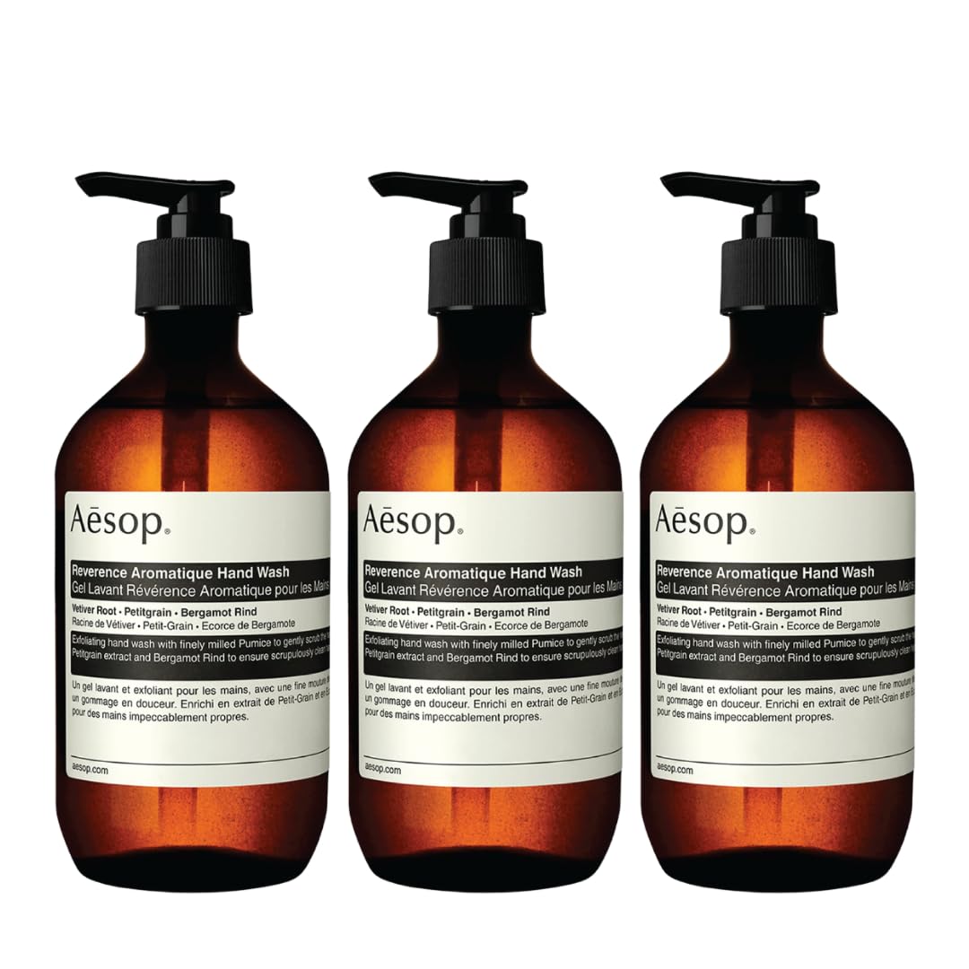 Aesop Reverence Aromatique Hand Wash bottle ready for cleansing and refreshment.
