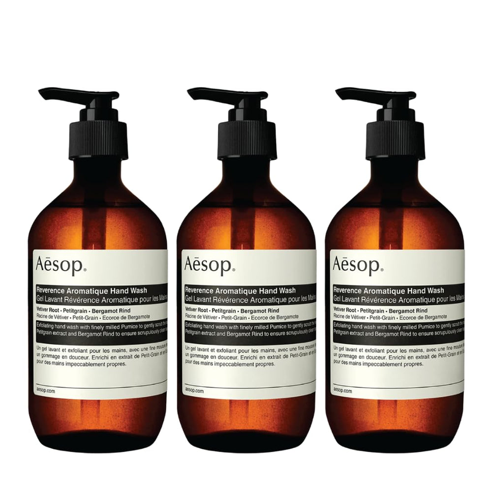 Aesop Reverence Aromatique Hand Wash bottle ready for cleansing and refreshment.