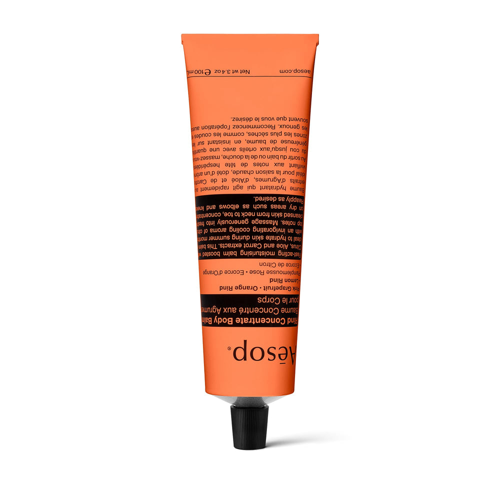 Aesop Rind Concentrate Body Balm bottle for fast, non-greasy hydration.