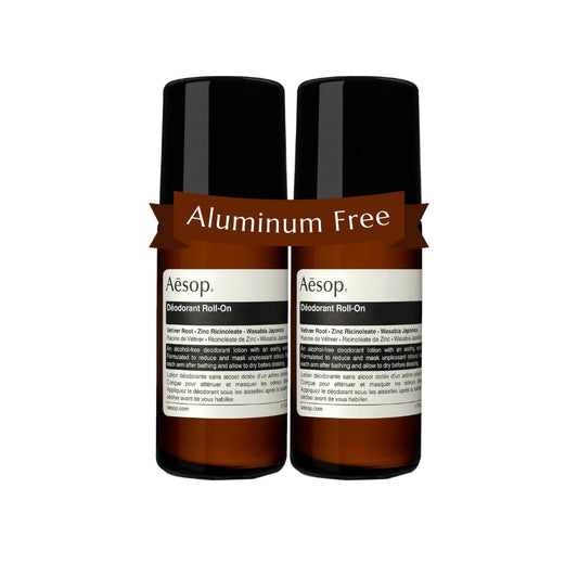 Aesop Roll-On Deodorant with woody aroma in a sleek bottle for daily freshness.