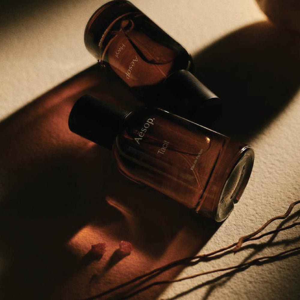 Aesop Tacit 1.6 fl oz bottle on minimalist packaging for modern appeal