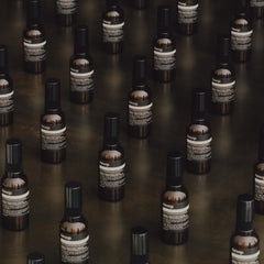 Aesop Tame Hair Serum on dry hair with light shine.