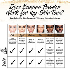 Aesthetica Banana Loose Setting Powder brush-application scene suggests even, cakey-free finish.