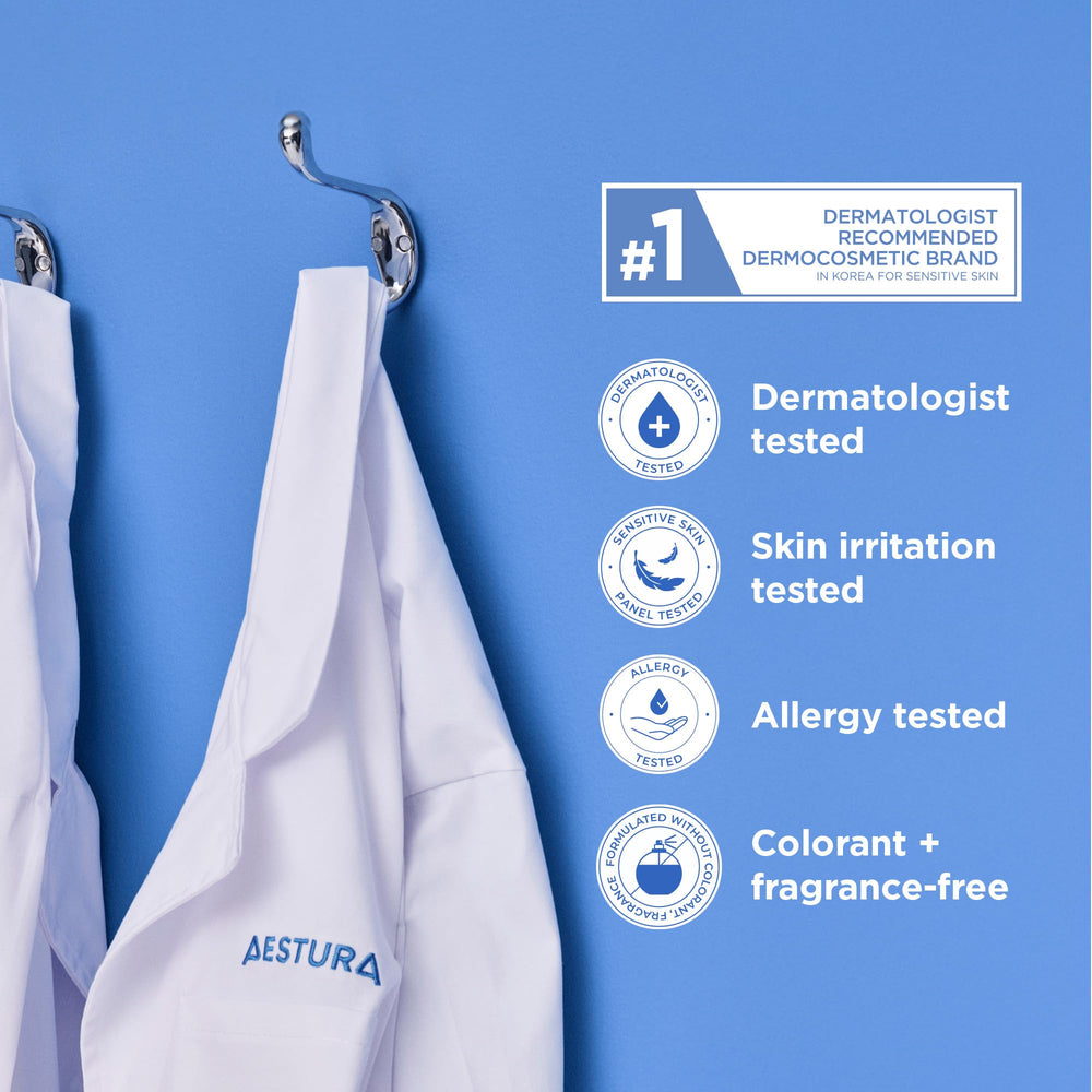 AESTURA ATOBARRIER365 application-scene with mist on makeup-free face