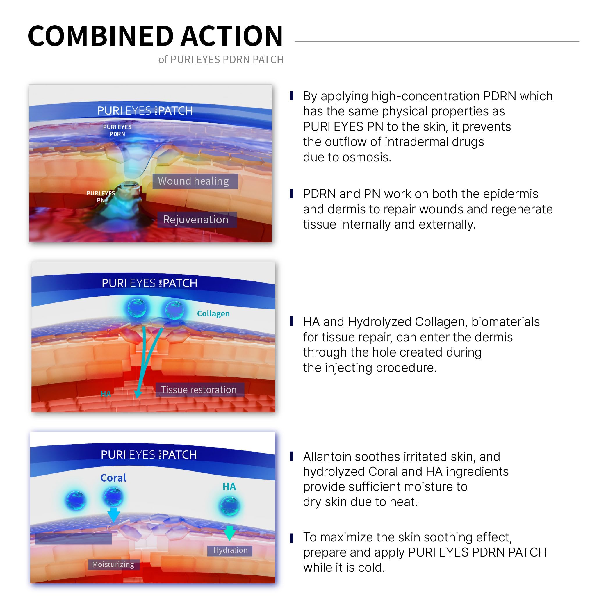 AETERDERM Puri Eyes PDRN Patch close-up emphasizes collagen-infused formula
