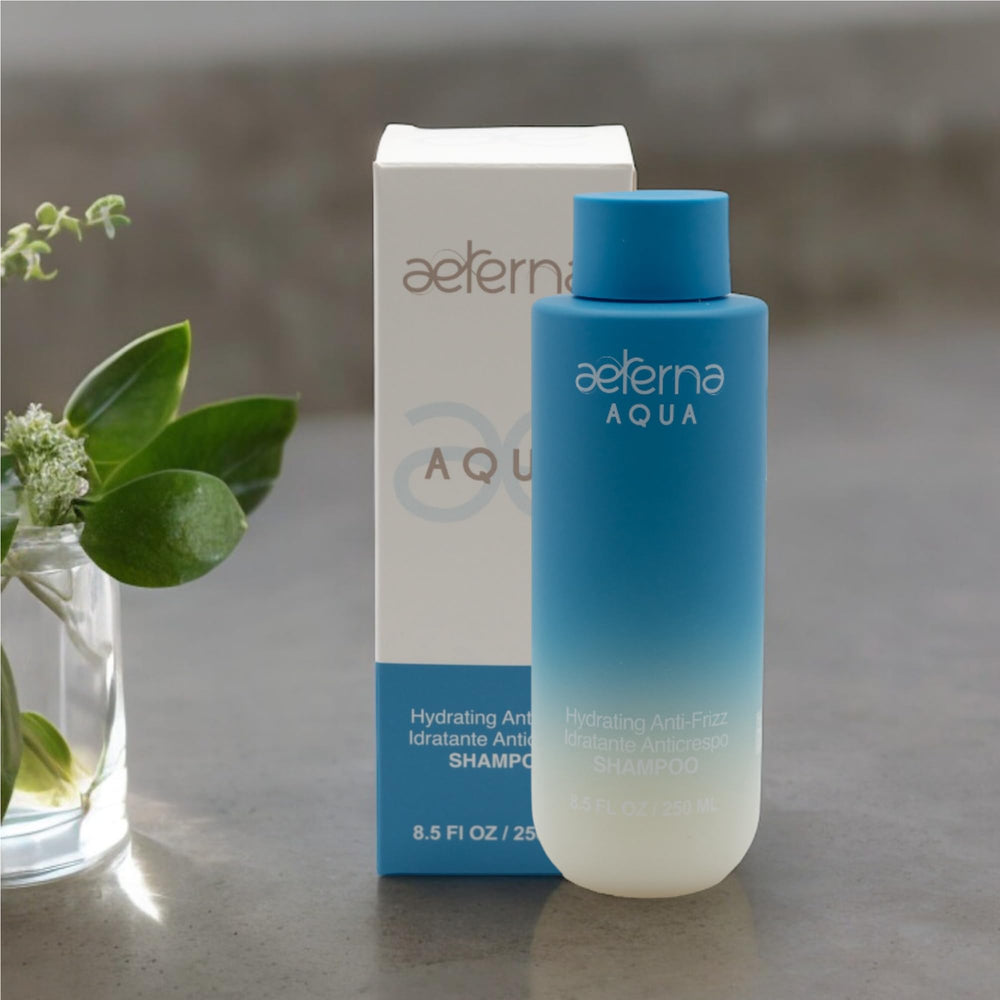 Aeterna AQUA sulfate-free label with clean design for healthy hair