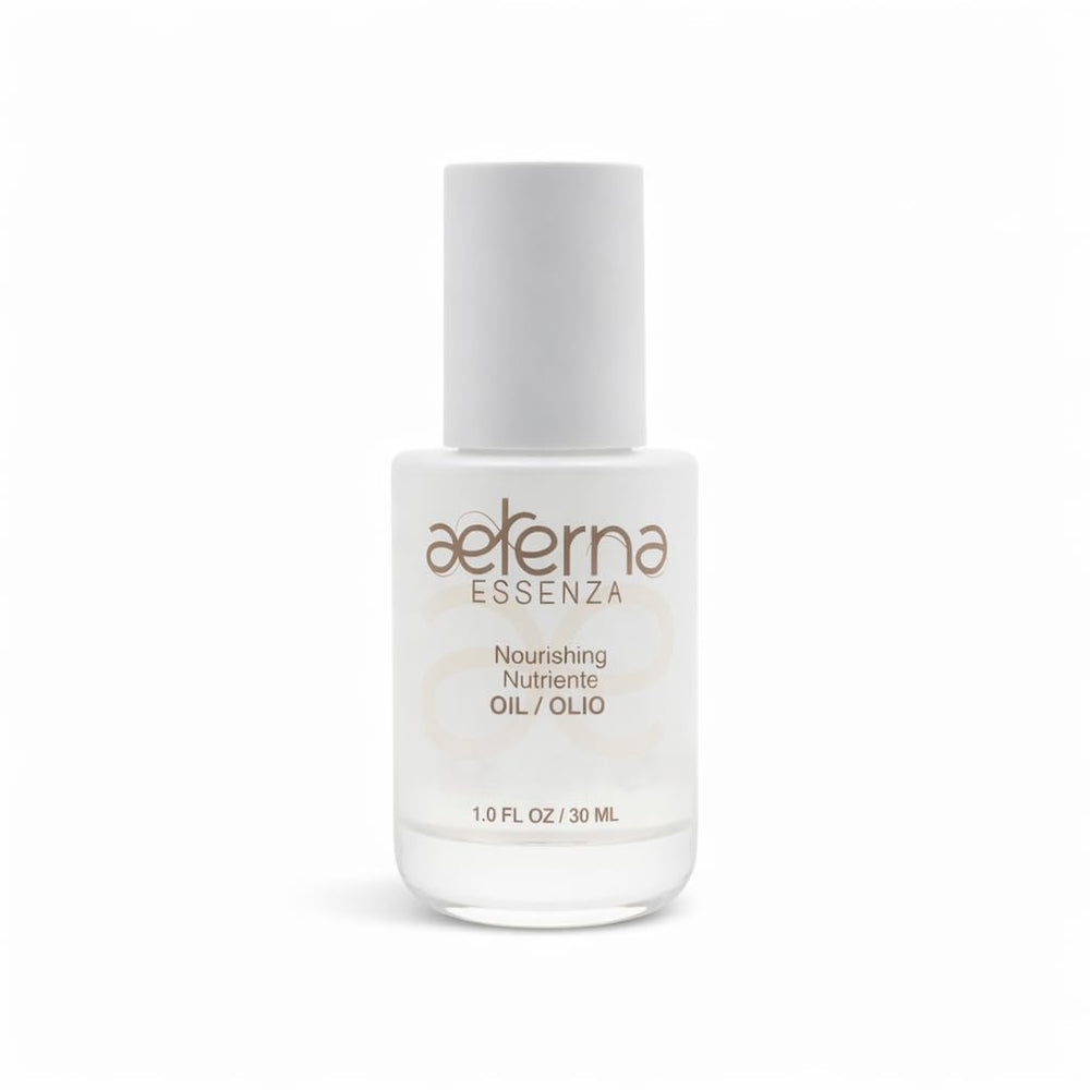 Aeterna ESSENZA bottle pouring oil for easy daily nourishment