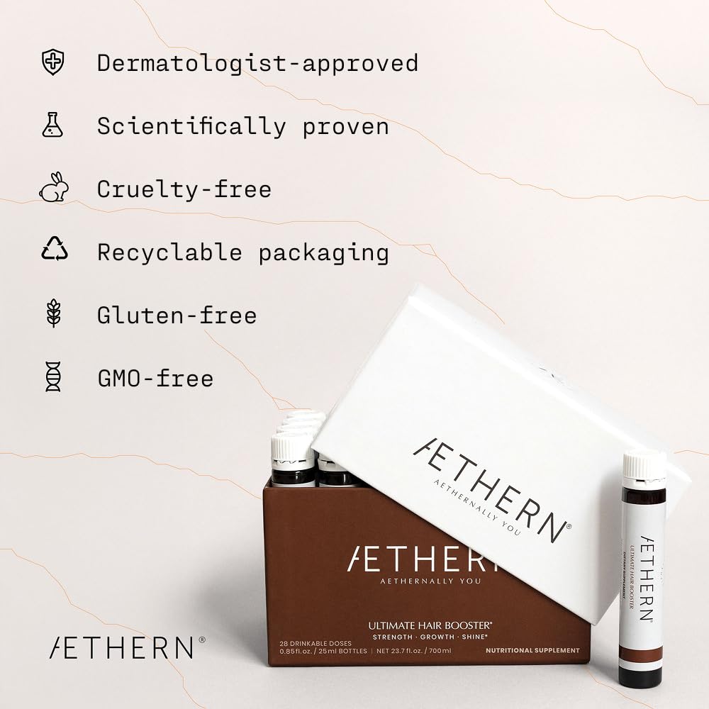 AETHERN bottle displayed on counter emphasizing premium daily use.
