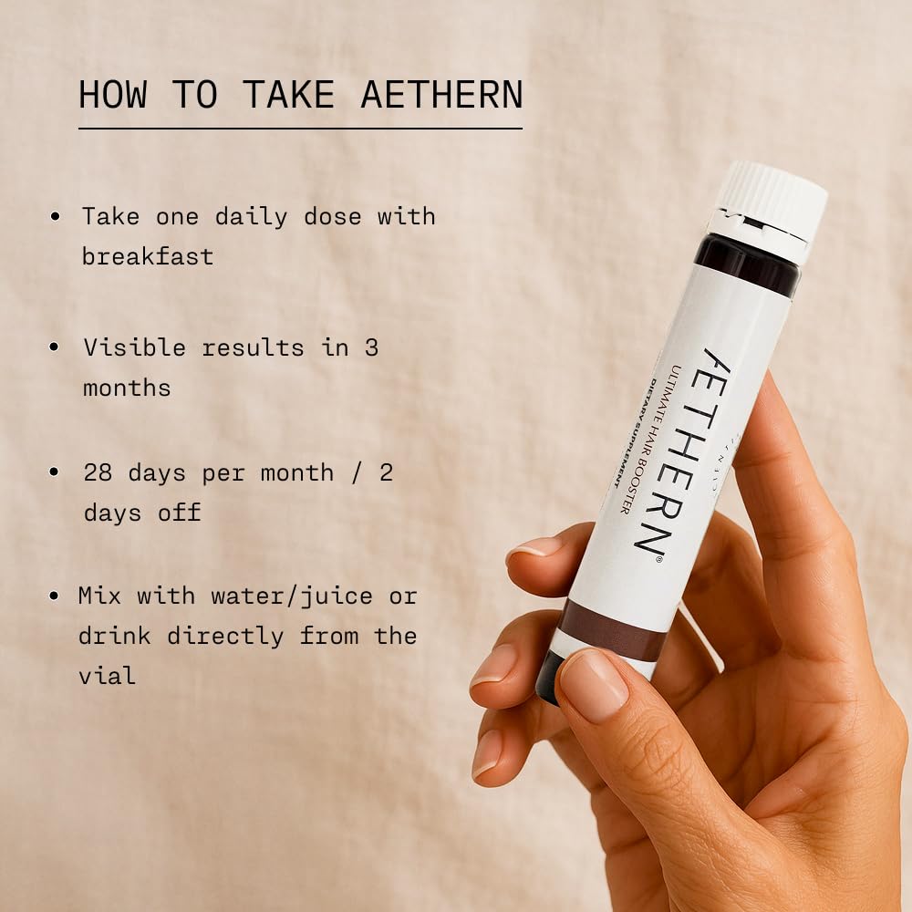 AETHERN label closeup showing product name and key ingredients.