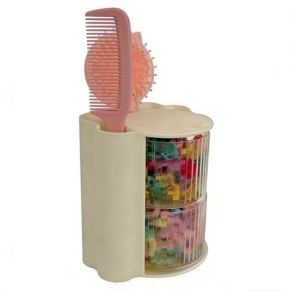 AevumTech hair accessories organizer with rotating drawer for quick access to items.