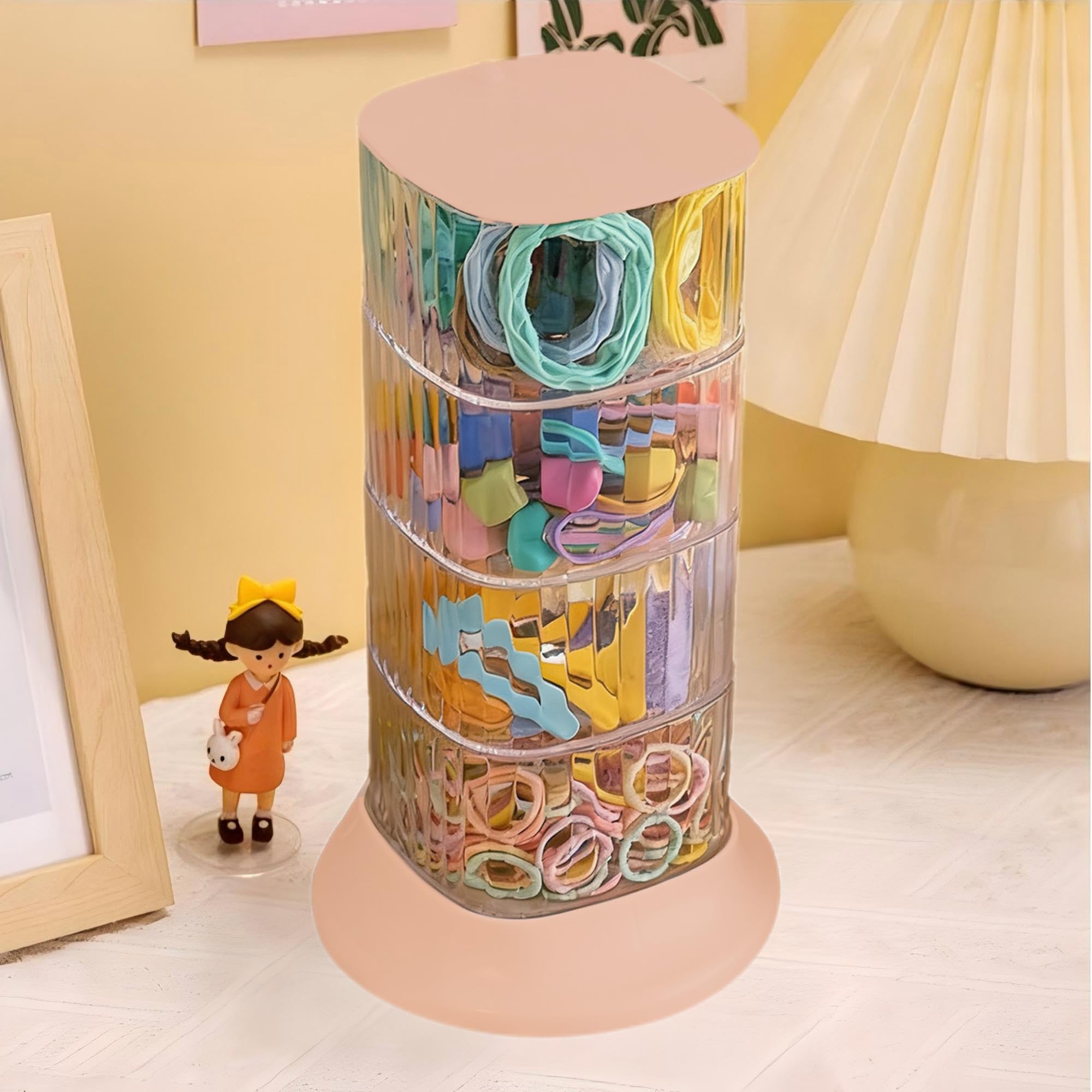 AevumTech pink four-layer hair organizer front view showing compartments