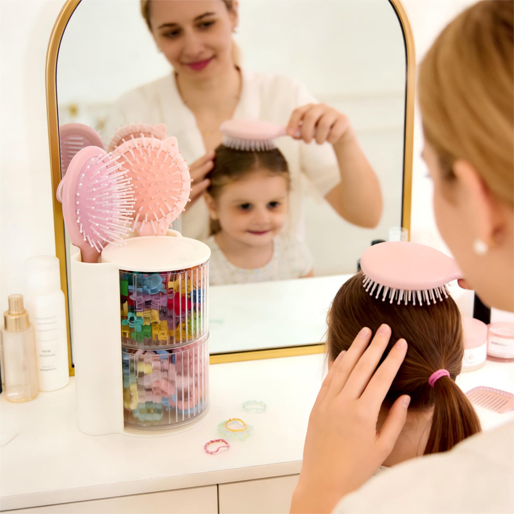 AevumTech hair accessory storage keeps clips and ties within reach during routines.