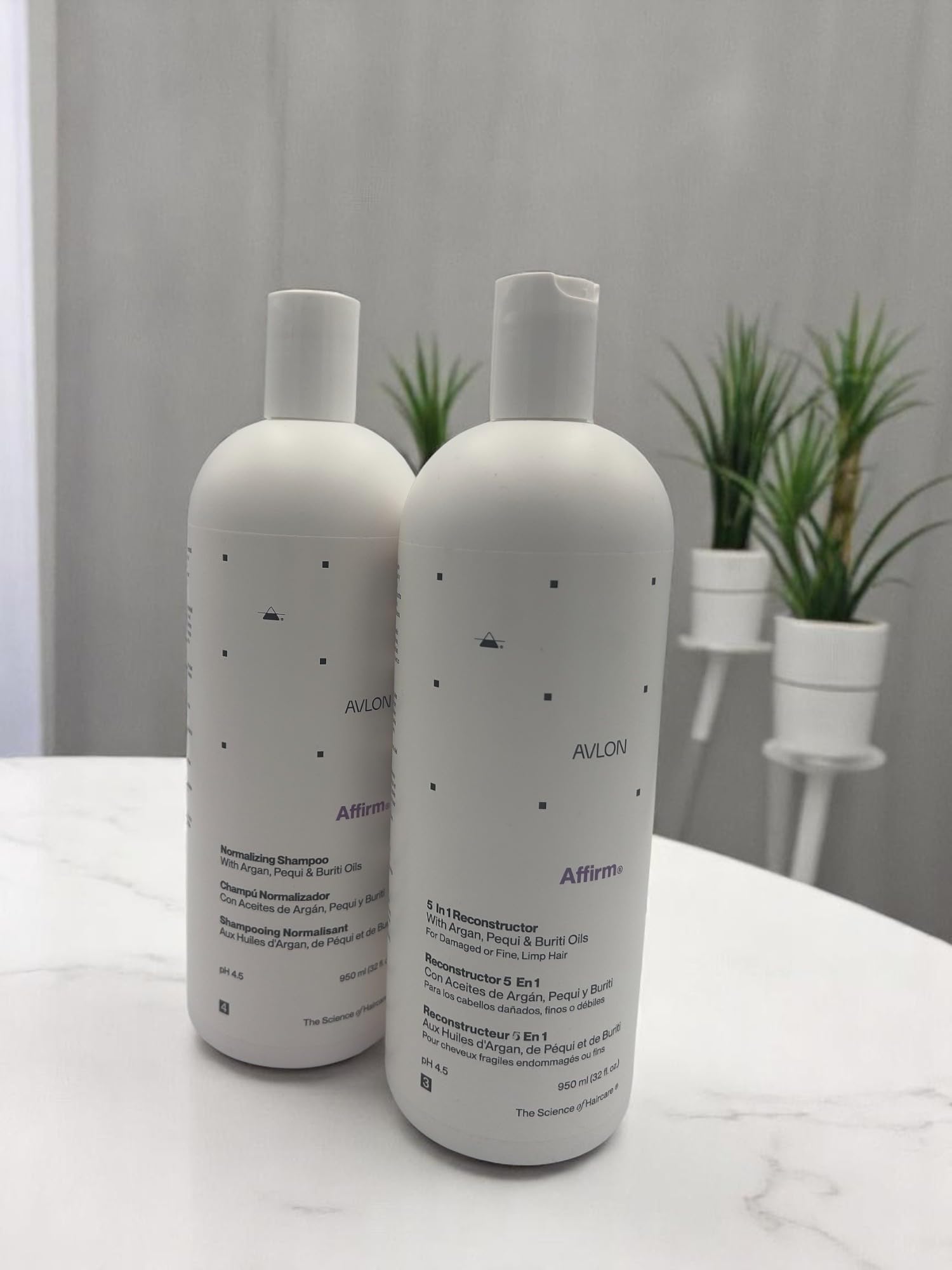 Affirm hair-care treatment application image highlights smoother, shinier strands after use.