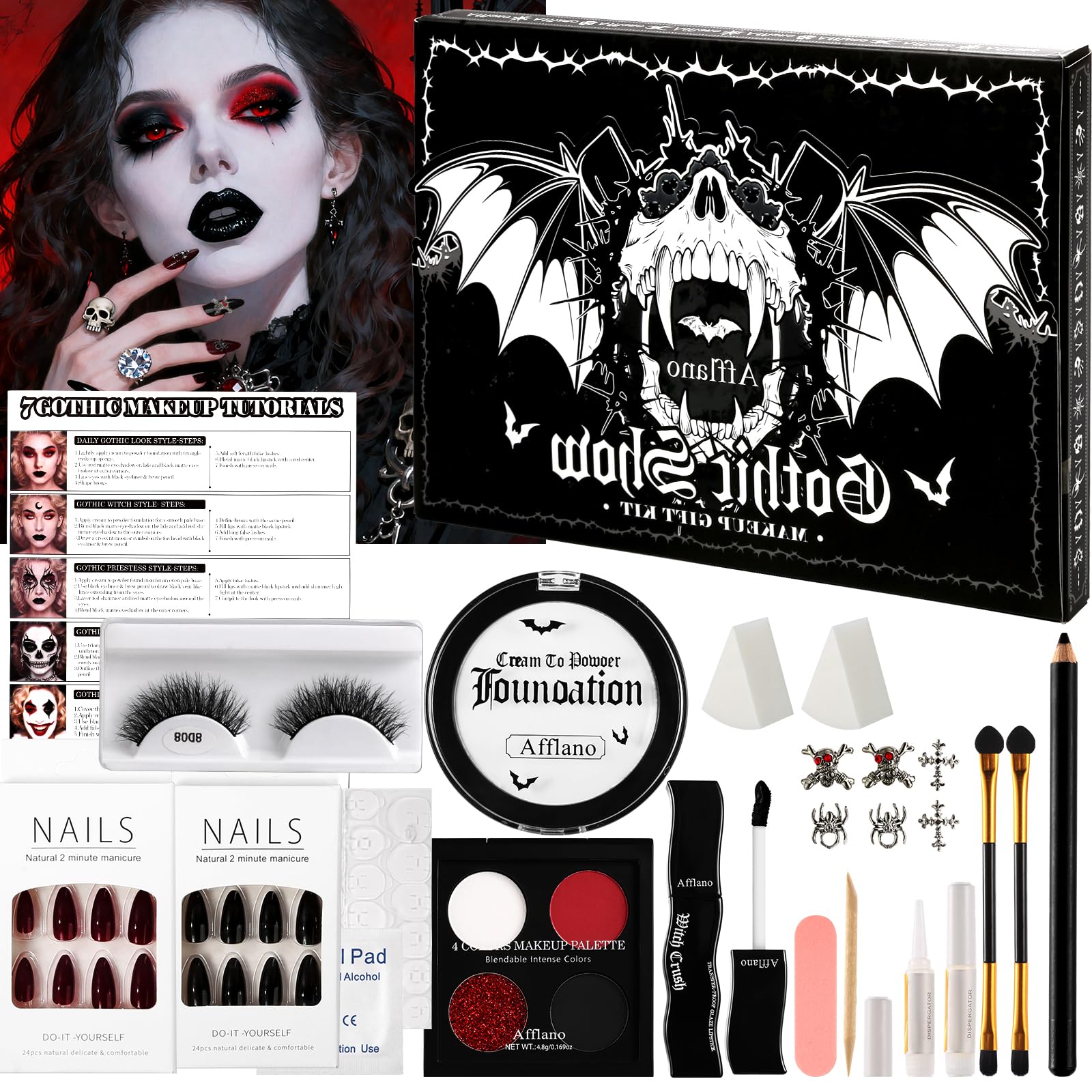 Afflano Goth makeup kit white foundation cream for a flawless base and long-lasting coverage.