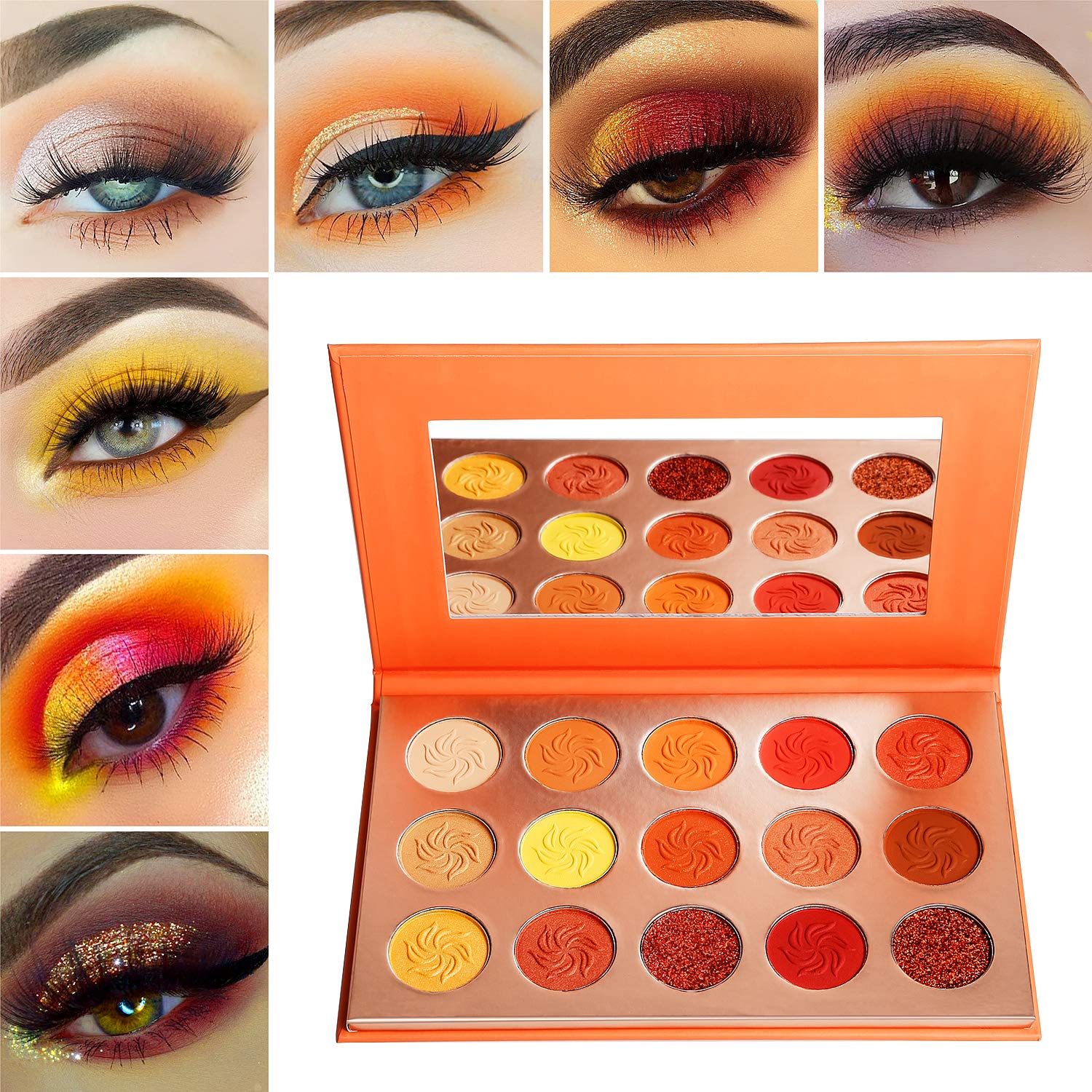 Afflano Sunset palette worn on eyelids shows comfortable wear without creasing.