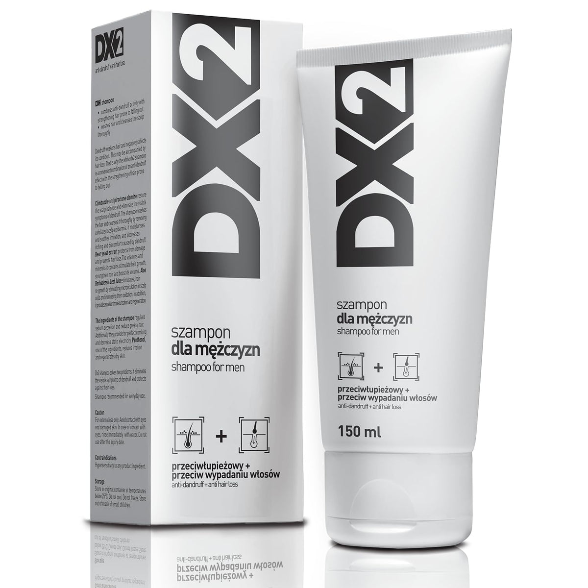 Aflofarm DX2 anti-dandruff shampoo bottle shows flakes reduction potential.
