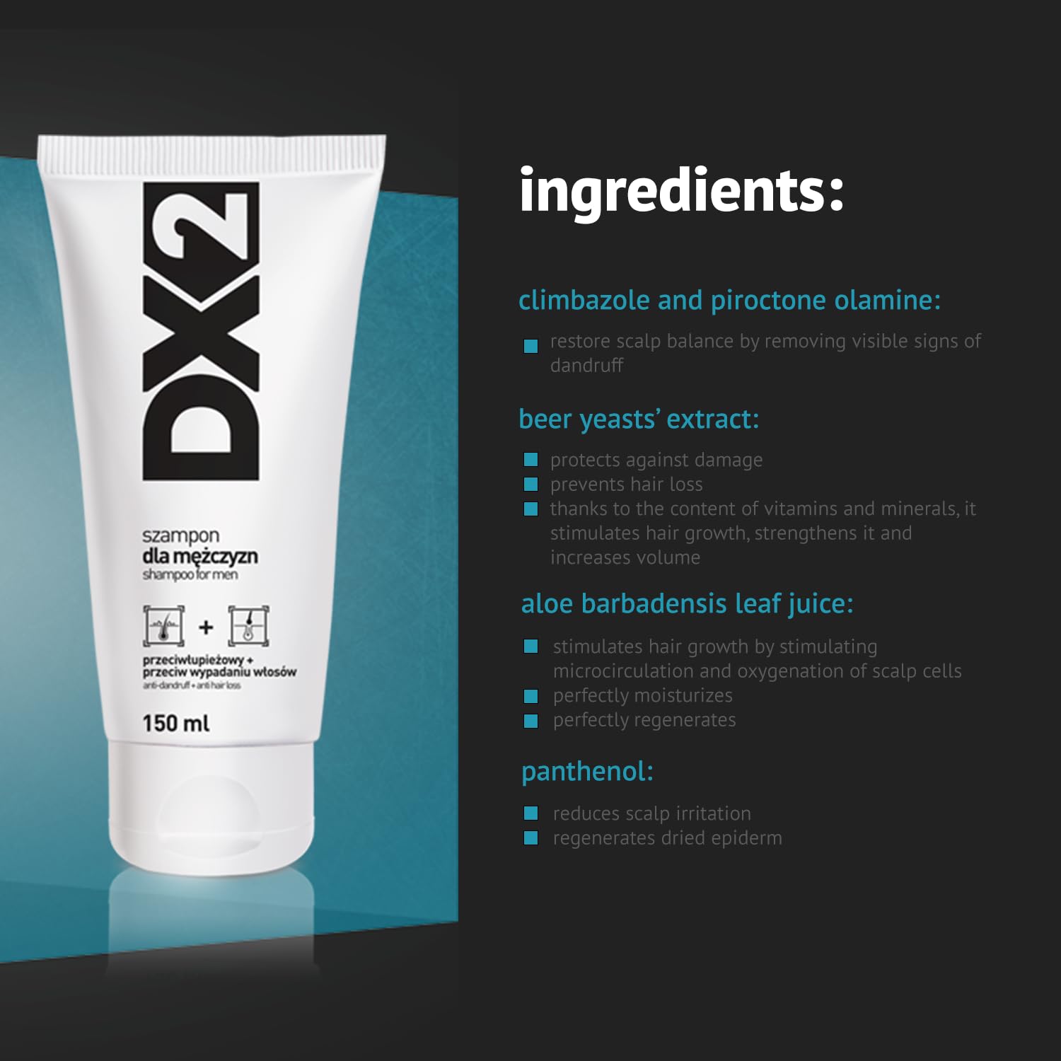 DX2 shampoo lather close-up illustrating gentle daily cleansing.
