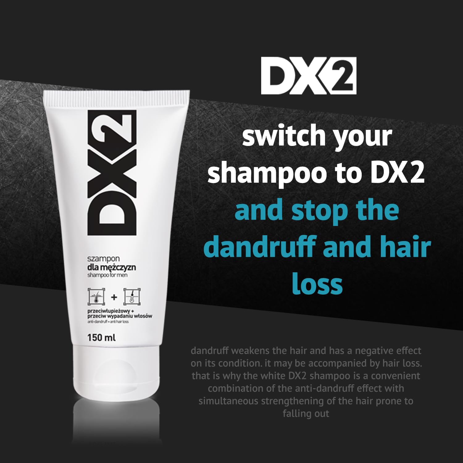 DX2 soothing aloe and panthenol provide scalp comfort during wash.