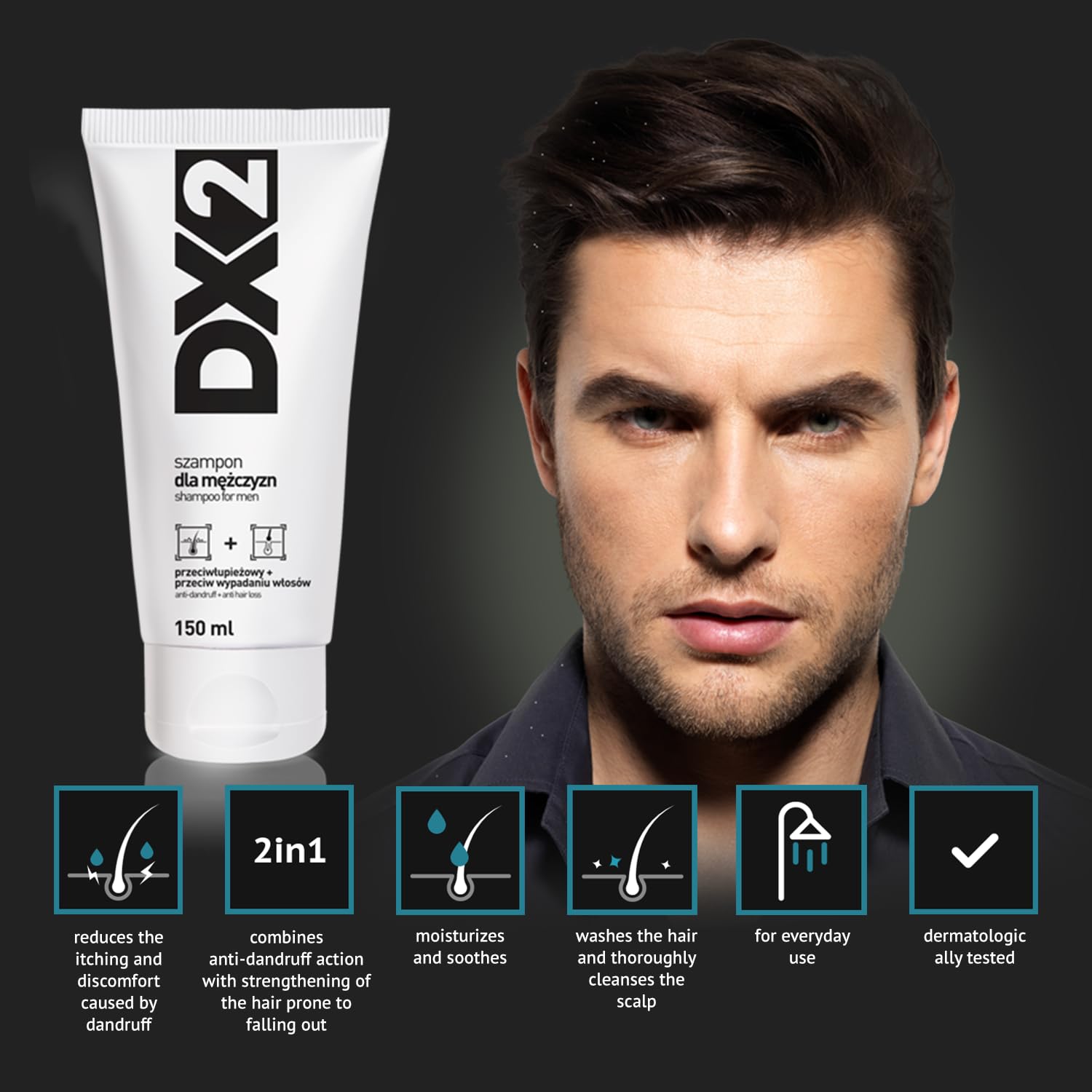 Aflofarm DX2 vitamin-rich formula bottle signals nourishing care for hair.