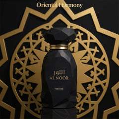 AFLUXE AL NOOR PRESTIGE base notes vanilla leather amber provide warmth and lasting appeal.