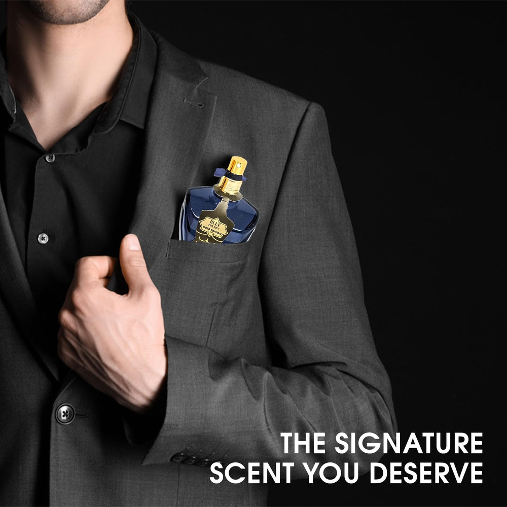 AFLUXE Blue For Men Gold ingredients highlight premium components for refined scent.