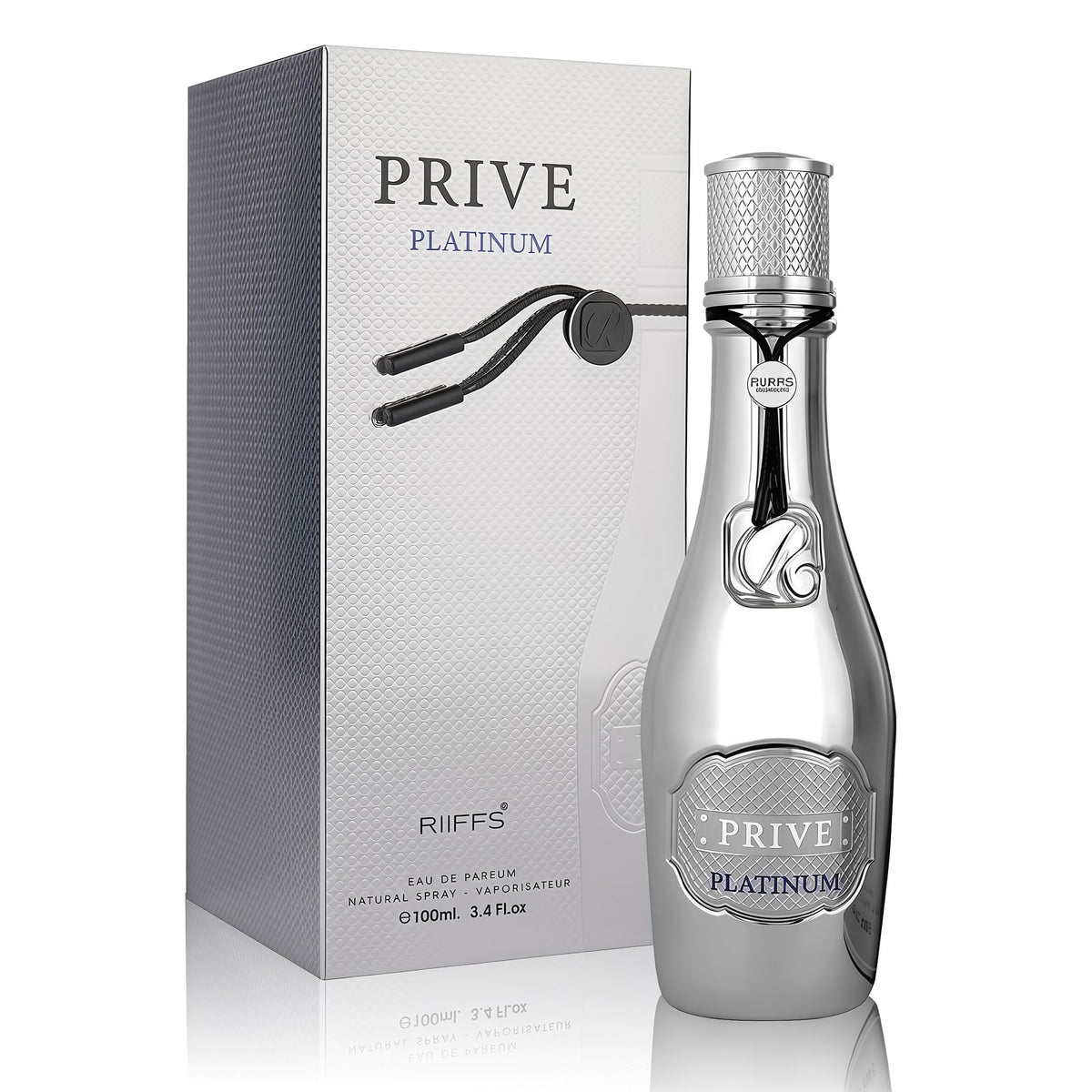 Afluxe Priv Platinum bottle-front view showcasing premium design for daily confidence.