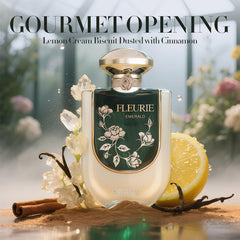 Afluxe Riiffs Fleurie Emerald bottle close-up label showing vanilla and patchouli hints.