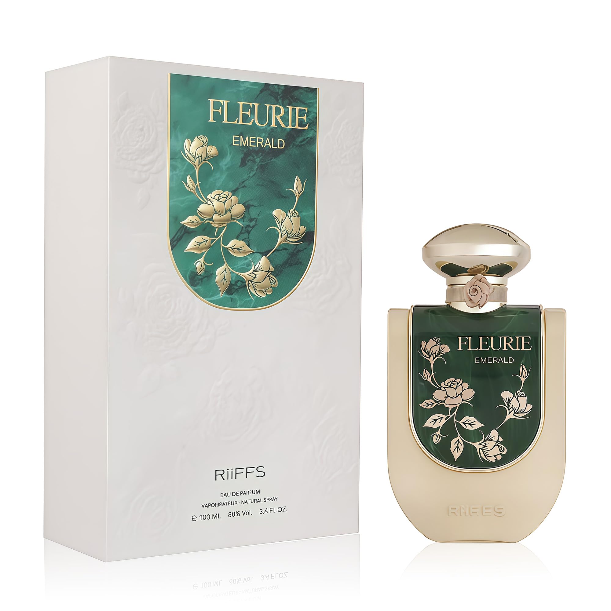 Afluxe Riiffs Fleurie Emerald bottle front, ideal for gifting and daily wear.