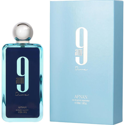 Afnan 9Am Dive bottle spray for daily wear, a fresh unisex fragrance.