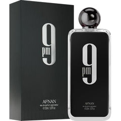 Afnan 9PM Rebel base notes close-up, highlighting caramel, ambergris, and musk for lasting warmth.