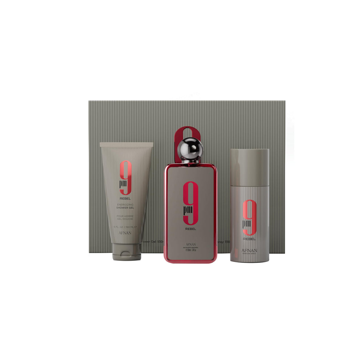 Afnan 9 PM Rebel EDP bottle, bold modern fragrance for daily wear and special occasions.