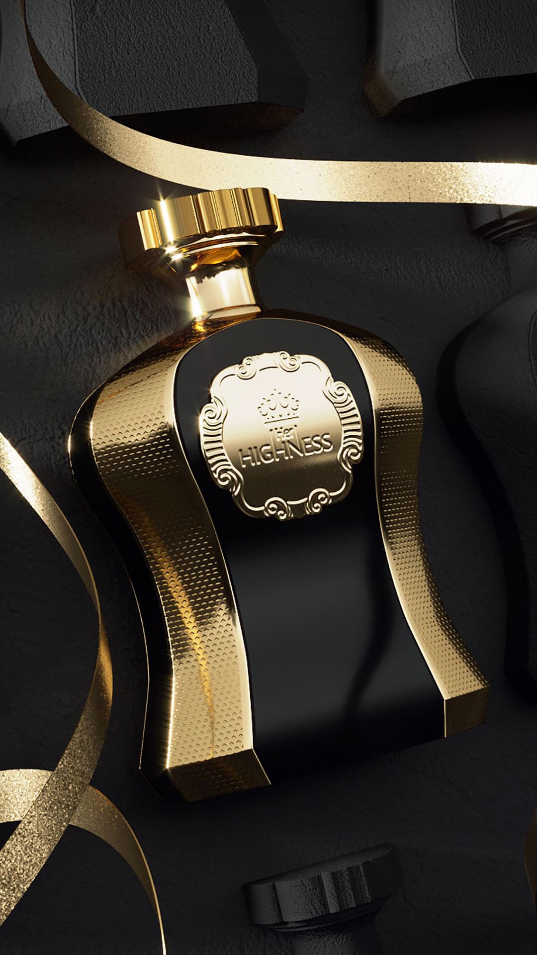 Afnan Highness Black heart notes with jasmine and rose for femininity.