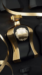 Afnan Highness Black heart notes with jasmine and rose for femininity.