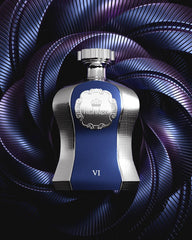 Afnan Highness Blue base notes: amber, oak moss, musk, creating a lasting regal trail.