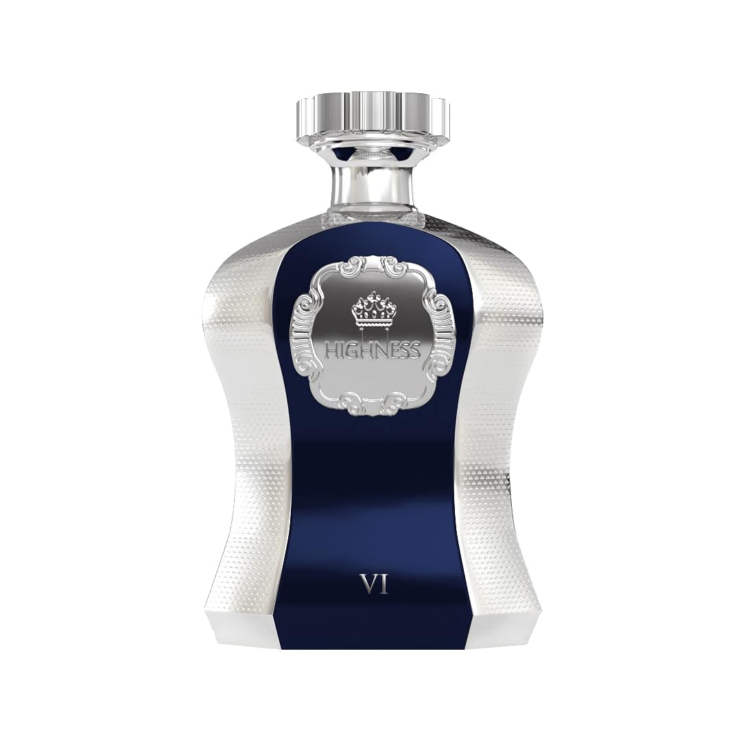 Afnan Highness Blue bottle, front view, epitomizing unisex luxury for special occasions.