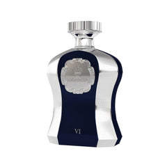 Afnan Highness Blue top notes: ambergris and nutmeg for a warm, inviting opening.