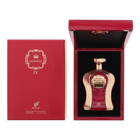 Afnan Highness Ix Maroon bottle ready for evening wear and special occasions