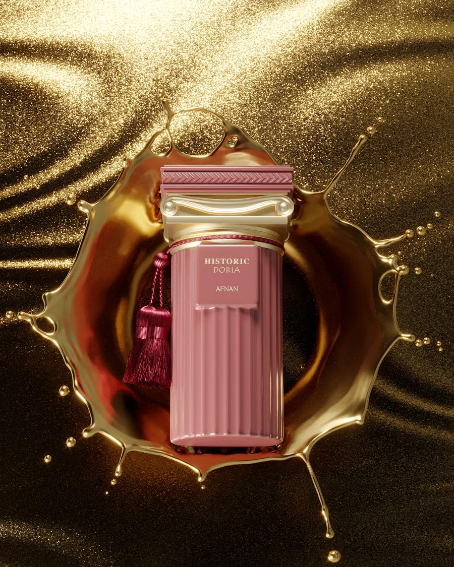 Afnan Historic Doria label embossing emphasizes luxury branding