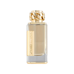 Afnan Lynked Forever Gold bottle with elegant cap, highlighting radiant eau de parfum for everyday allure.