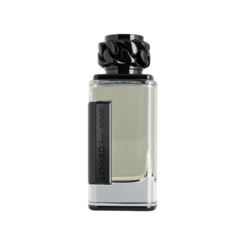 Afnan Lynked Freedom bottle on black background for bold daily wear.