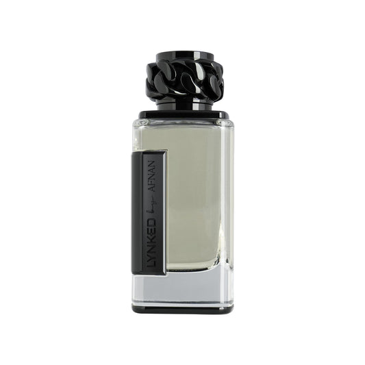 Afnan Lynked Freedom bottle on black background for bold daily wear.