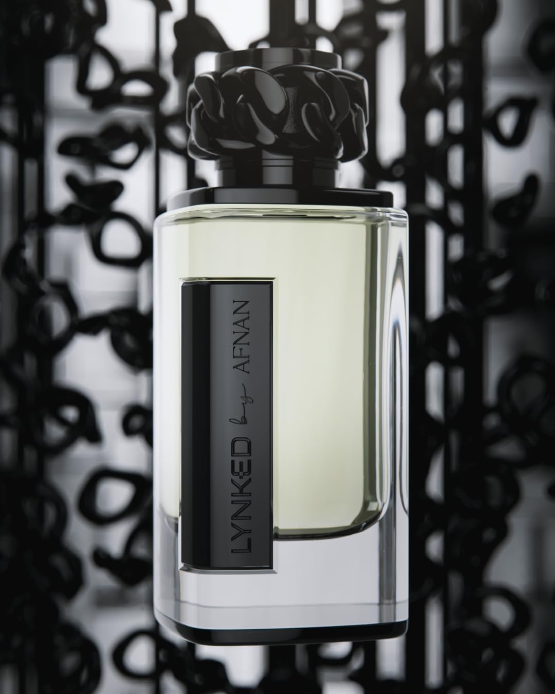 Side view of Lynked Freedom bottle showing modern black aesthetics for evenings.