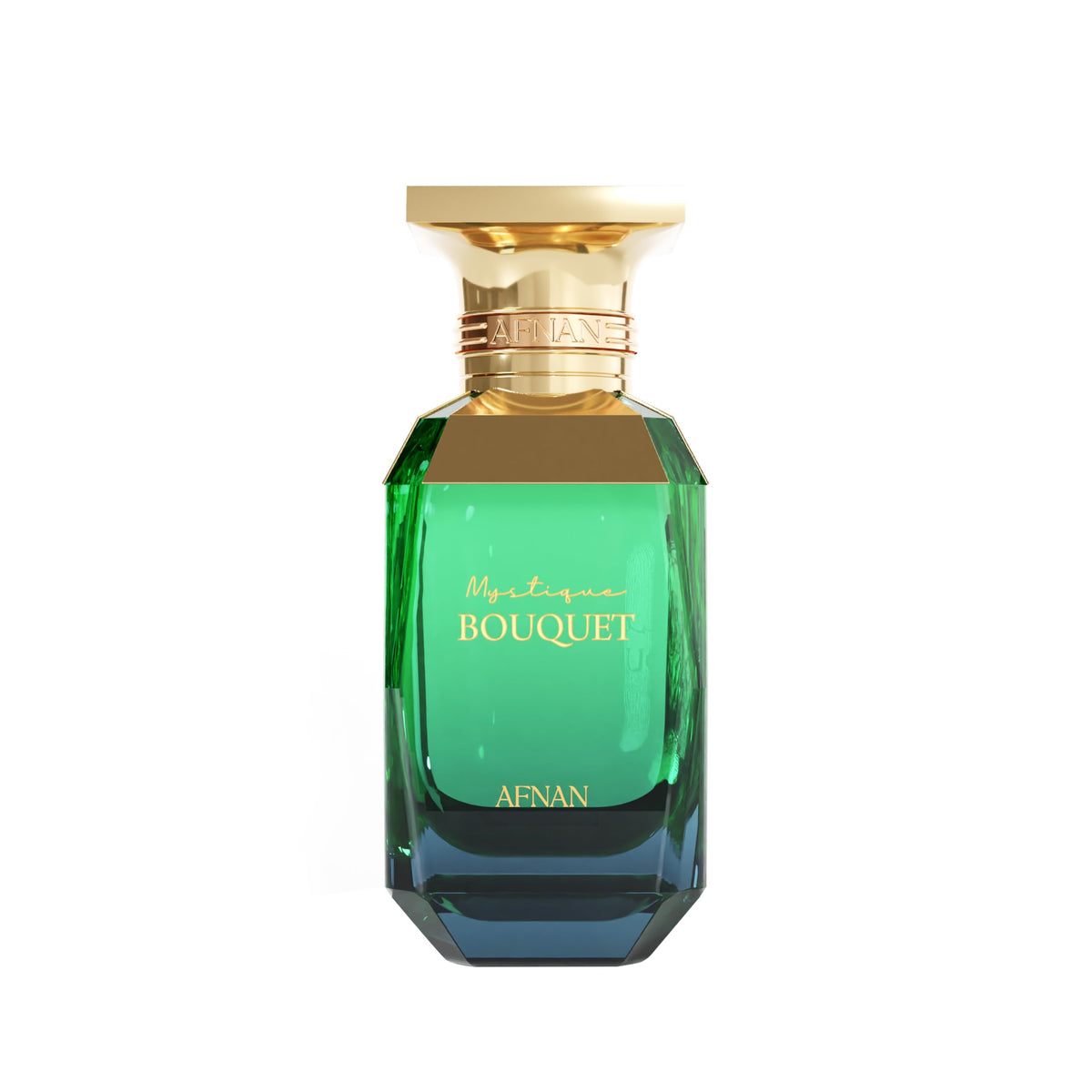 Afnan Mystique Bouquet bottle front, showcasing a sleek design for sophisticated everyday wear.
