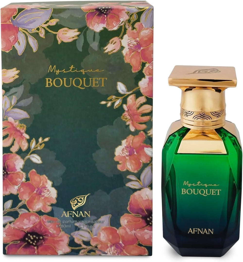Afnan Mystique Bouquet spray action showing easy application and instant fragrance release.