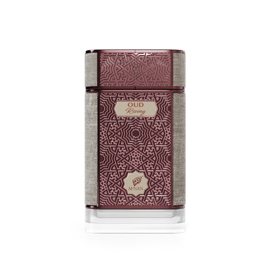 Afnan Oud Rising bottle opening, rich oud notes for evening elegance.